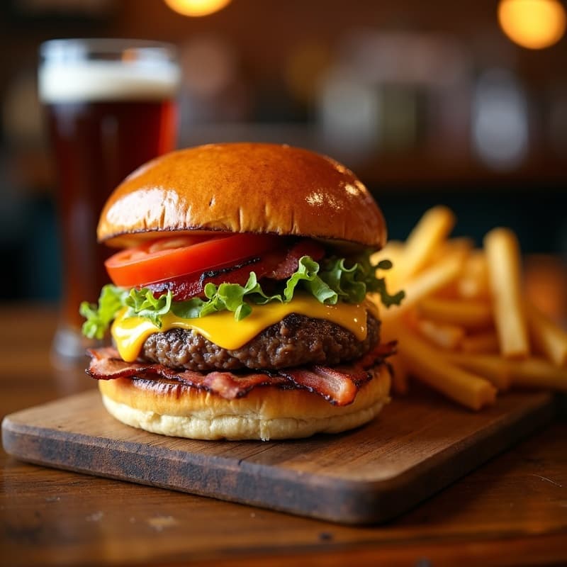 The Sawbuck Burger with hand-cut fries